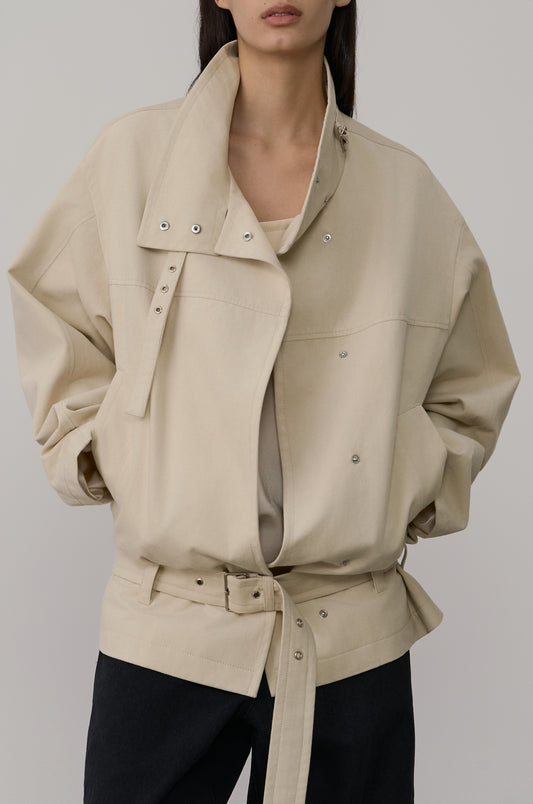 COCOON-SHAPED BELTED JACKET