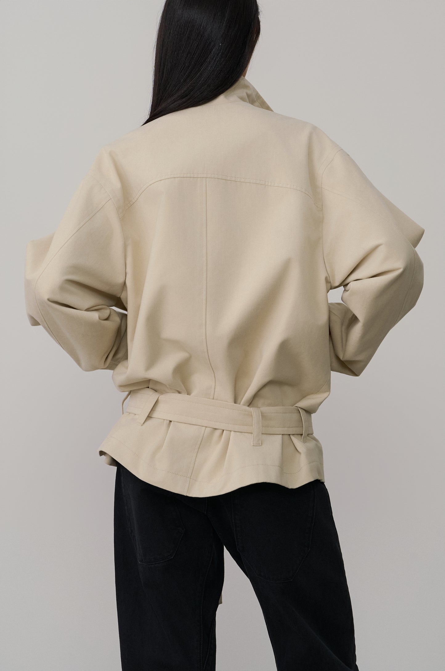COCOON-SHAPED BELTED JACKET