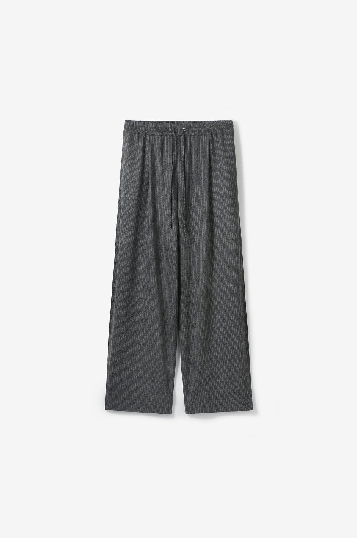 BANDED WOOL-BLEND STRIPE WIDE-FIT TROUSERS
