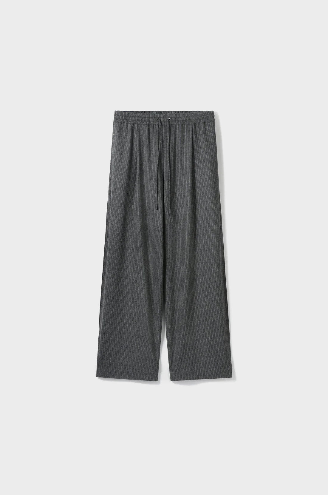 BANDED WOOL-BLEND STRIPE WIDE-FIT TROUSERS