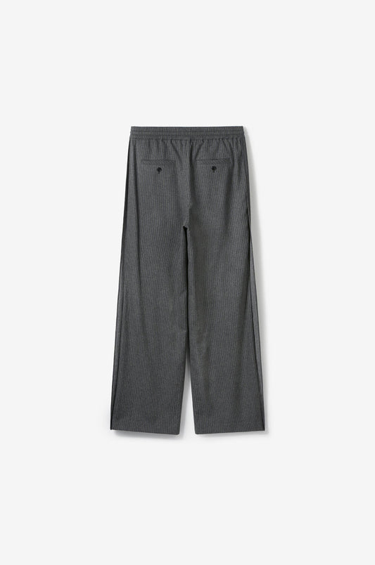BANDED WOOL-BLEND STRIPE WIDE-FIT TROUSERS