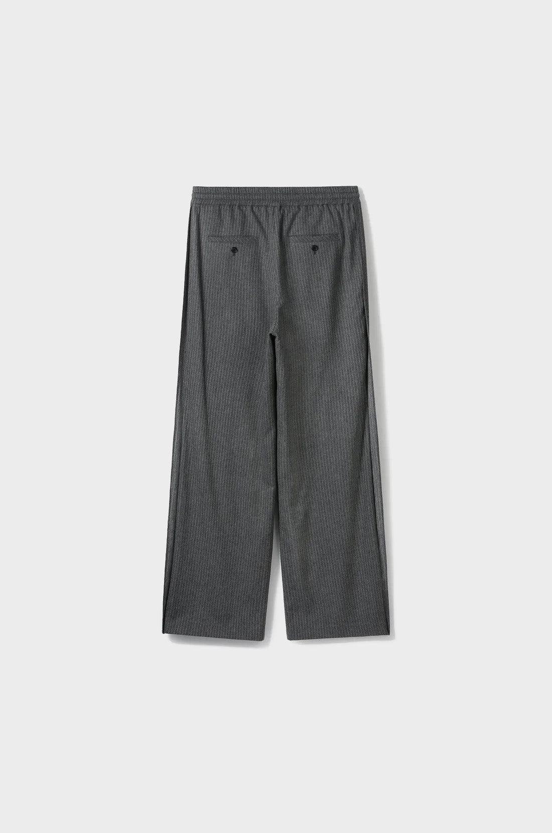 BANDED WOOL-BLEND STRIPE WIDE-FIT TROUSERS
