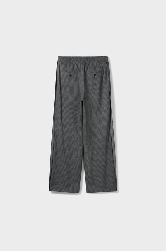 BANDED WOOL-BLEND STRIPE WIDE-FIT TROUSERS