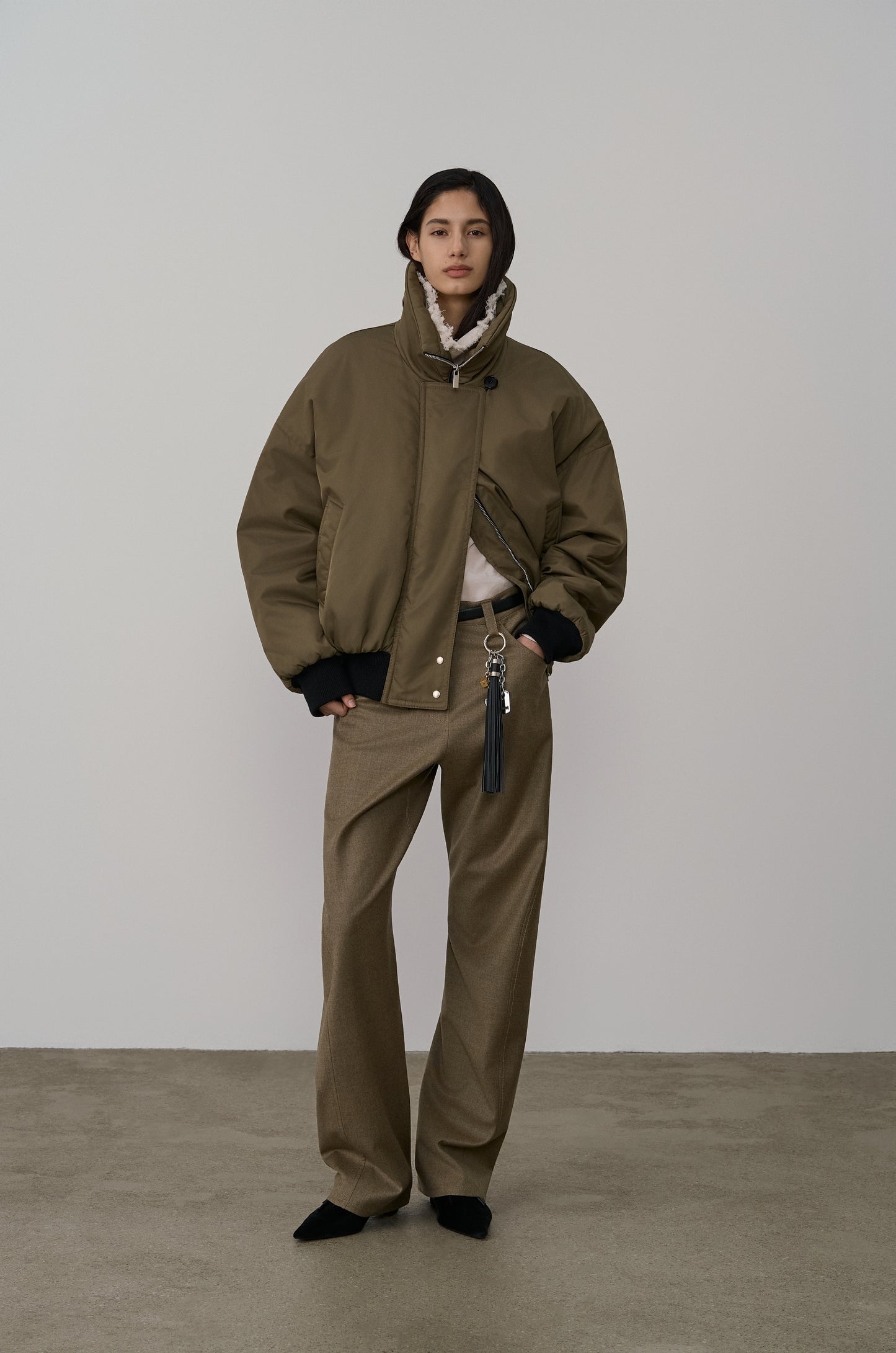 TWISTED SEAM WOOL-BLEND TROUSERS