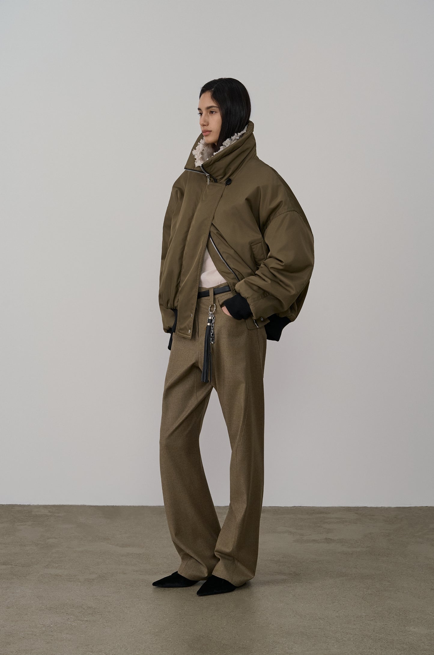 TWISTED SEAM WOOL-BLEND TROUSERS