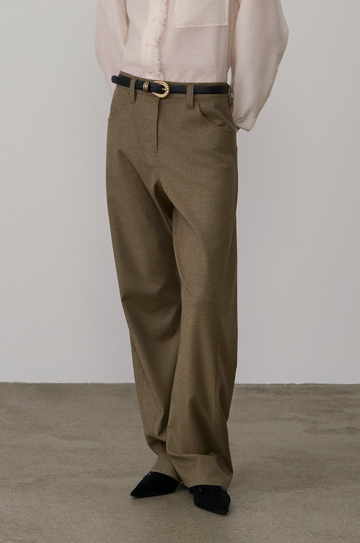 TWISTED SEAM WOOL-BLEND TROUSERS