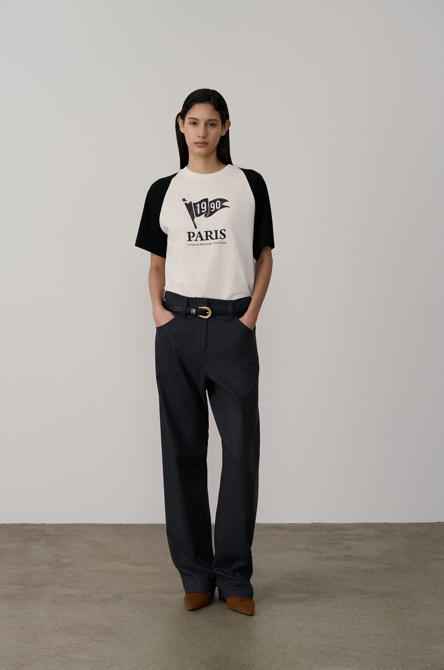 TWISTED SEAM STRIPE WOOL-BLEND TROUSERS