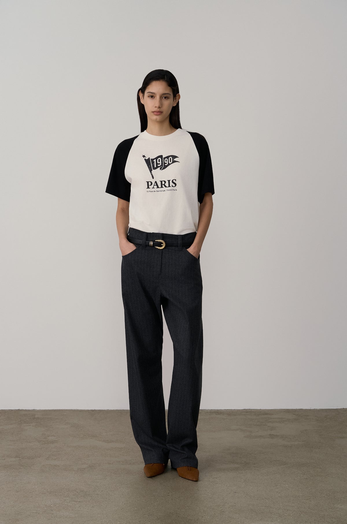 TWISTED SEAM STRIPE WOOL-BLEND TROUSERS