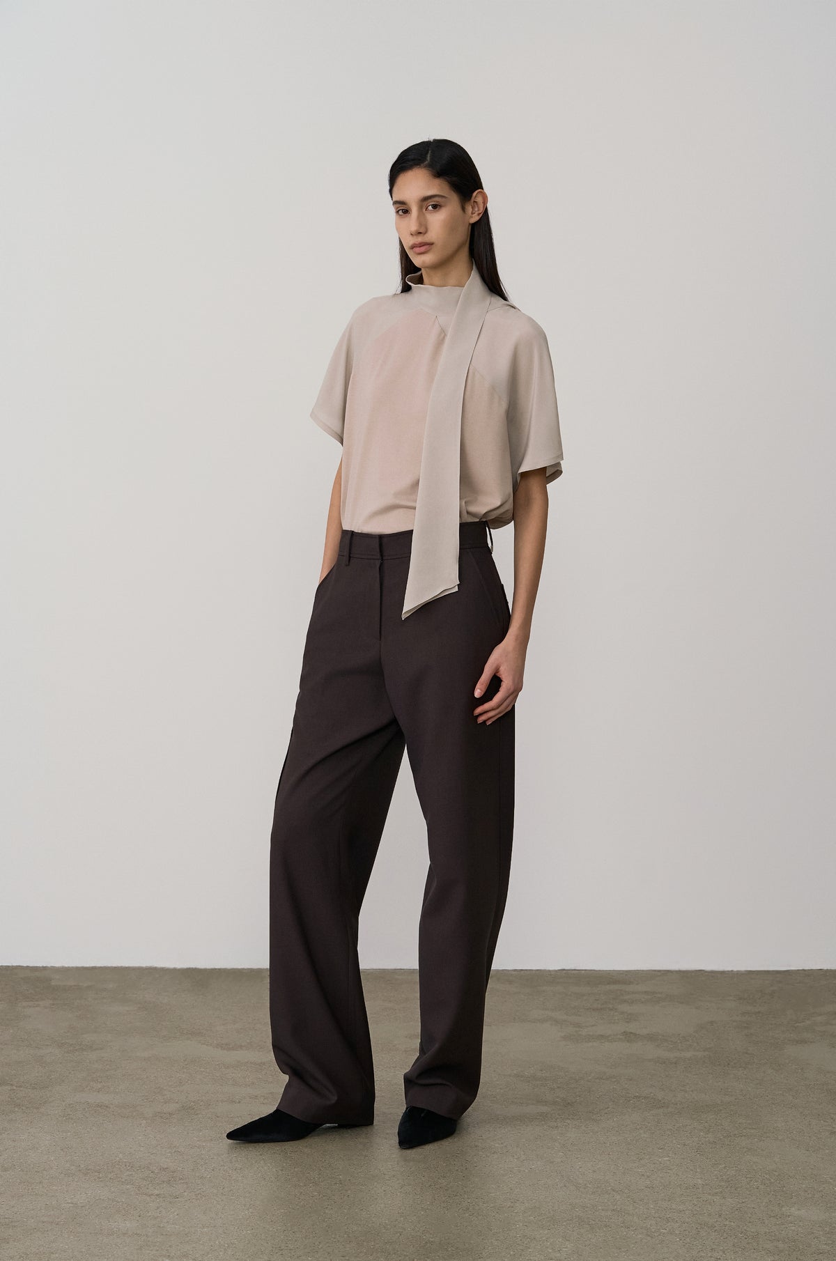 WOOL-BLEND BAGGY TROUSERS