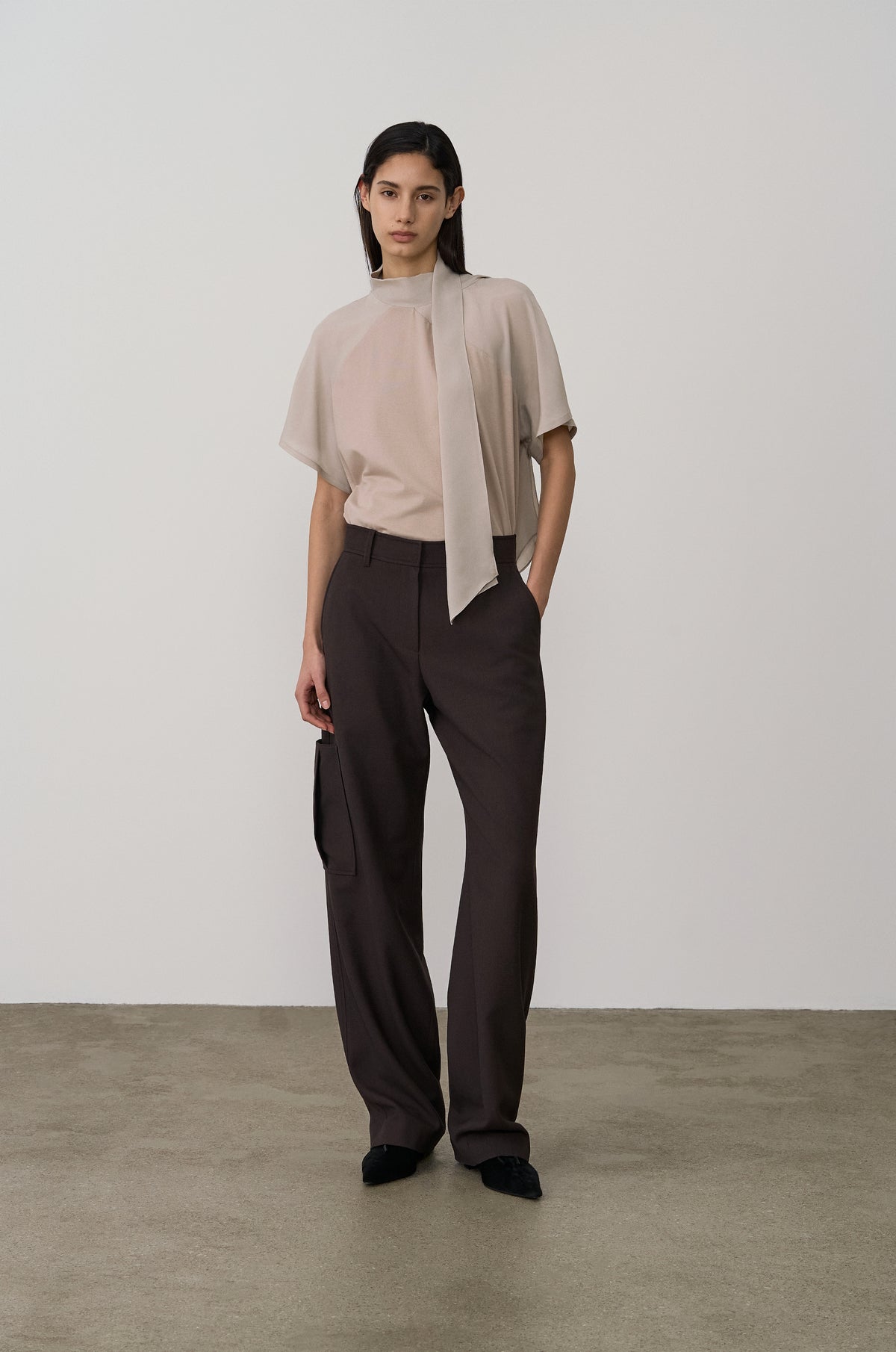WOOL-BLEND BAGGY TROUSERS