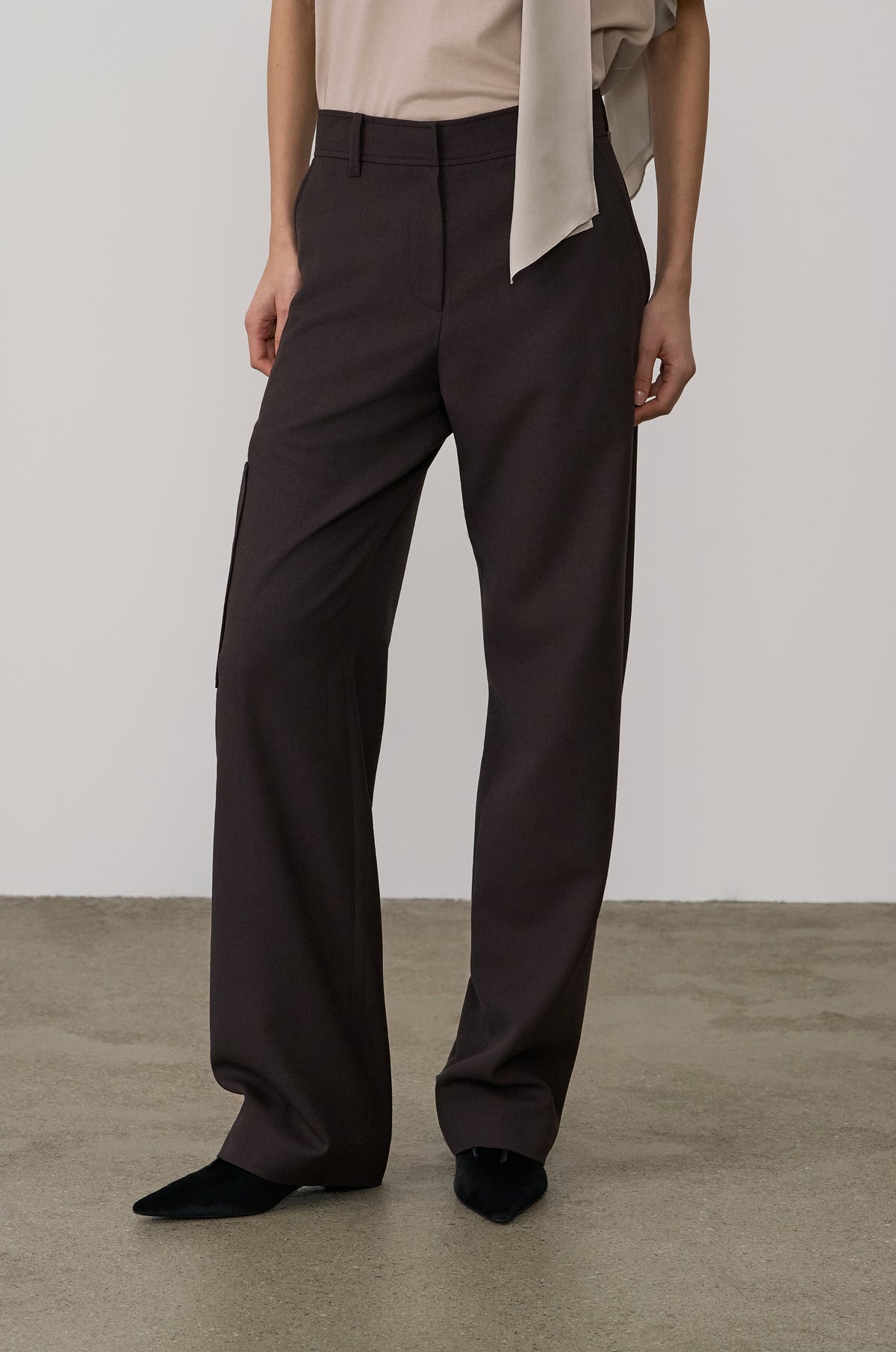 WOOL-BLEND BAGGY TROUSERS