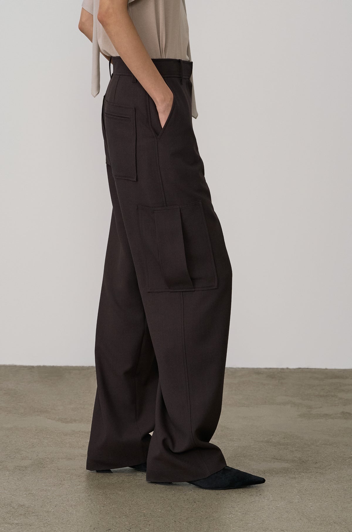 WOOL-BLEND BAGGY TROUSERS