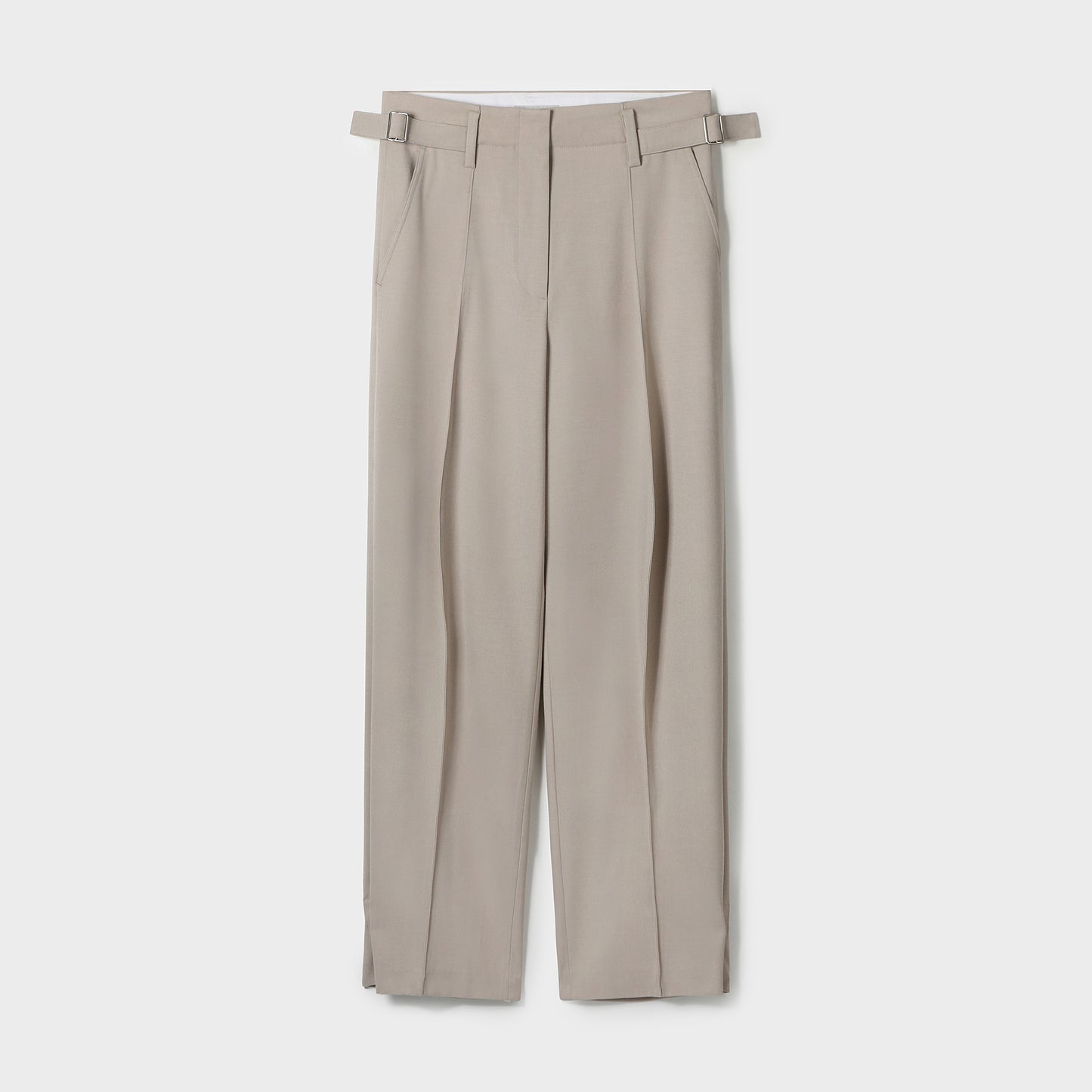 BELTED WAIST PINTUCK TROUSERS