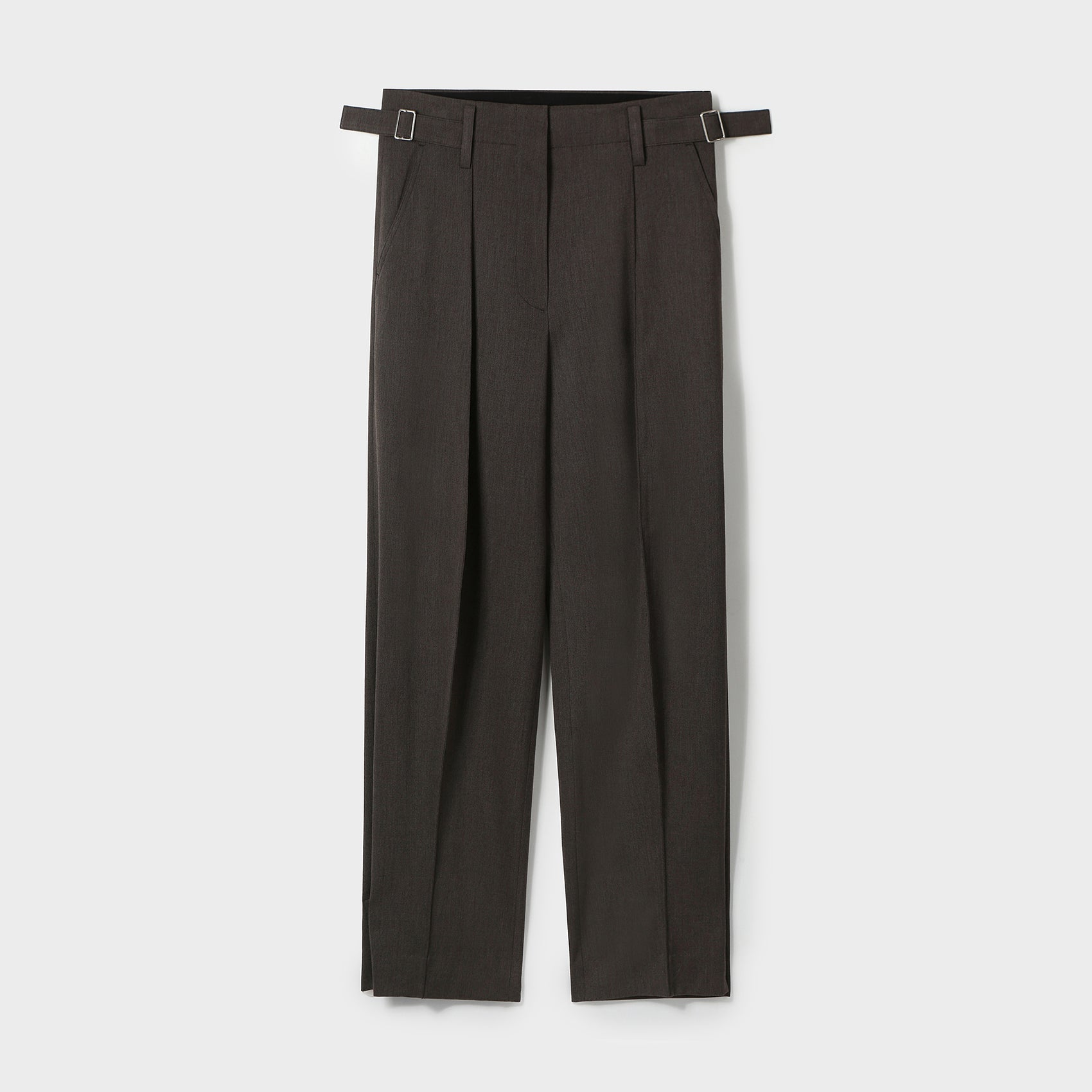 BELTED WAIST PINTUCK TROUSERS