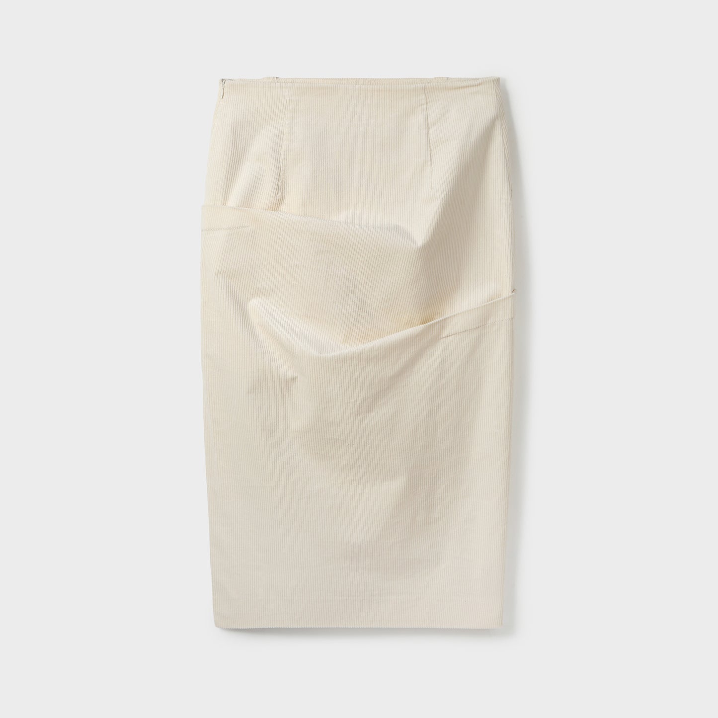 ASYMMETRIC TUCK DETAIL CORDUROY SKIRT