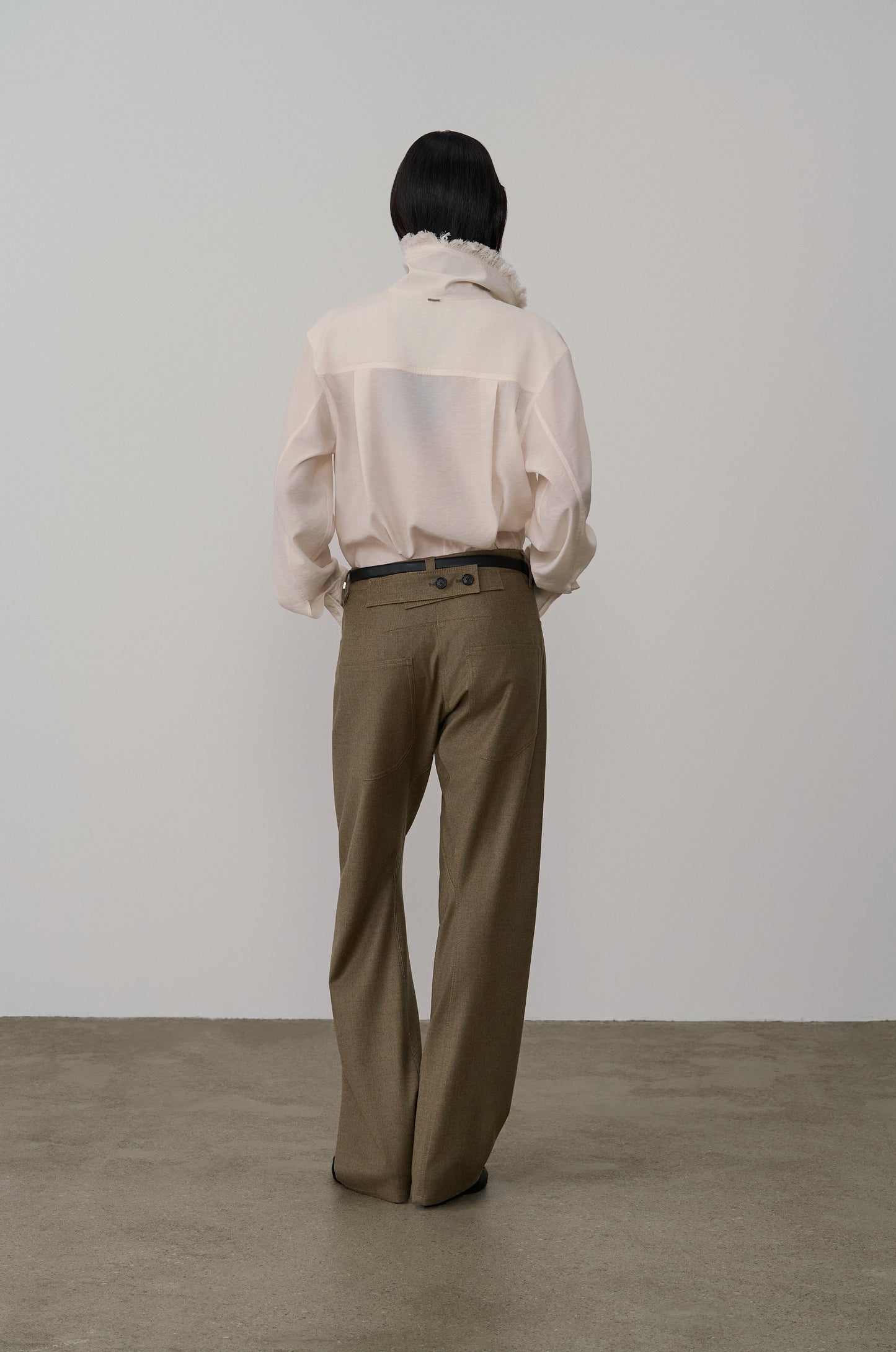 FRINGED FUNNEL-NECK SHIRT