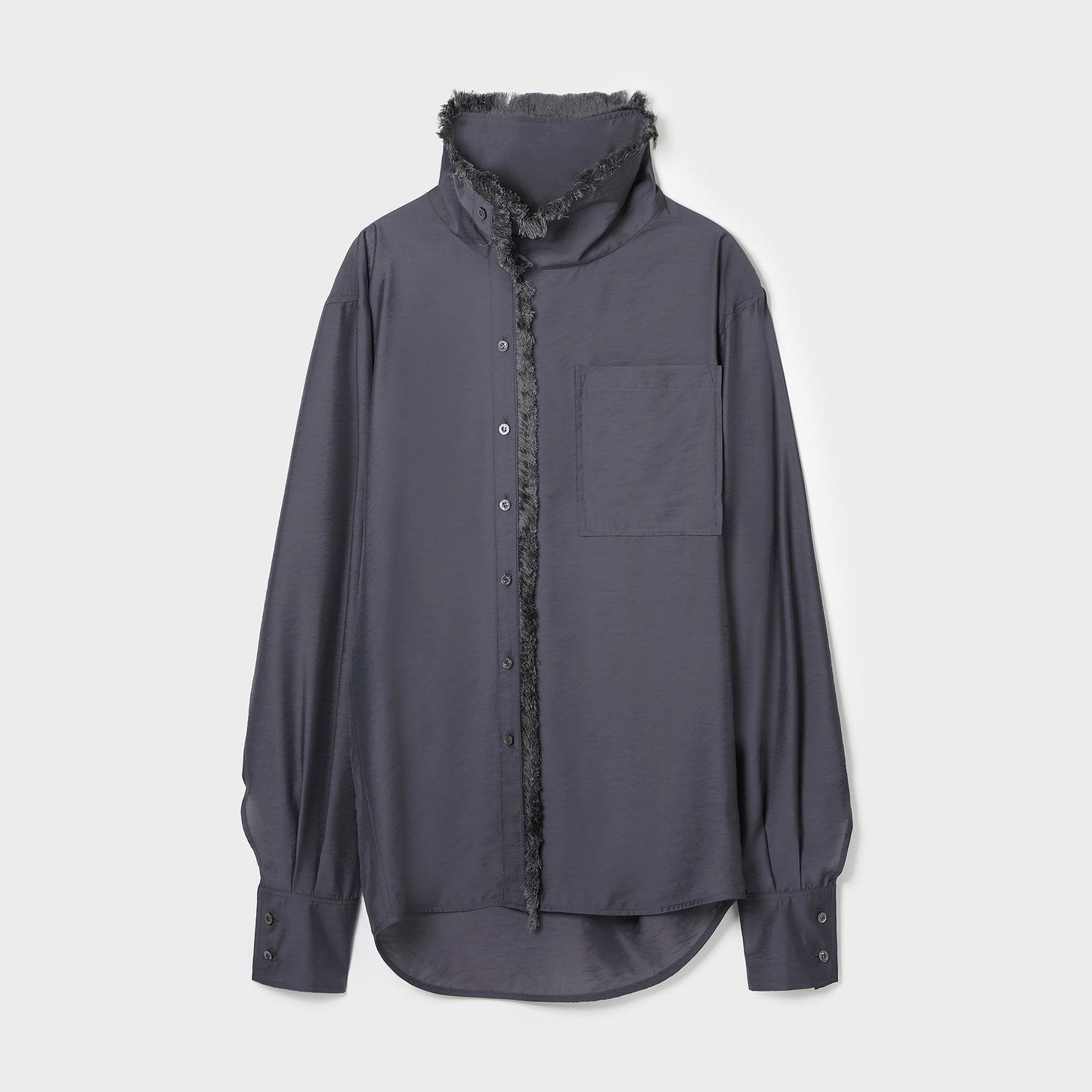 FRINGED FUNNEL-NECK SHIRT