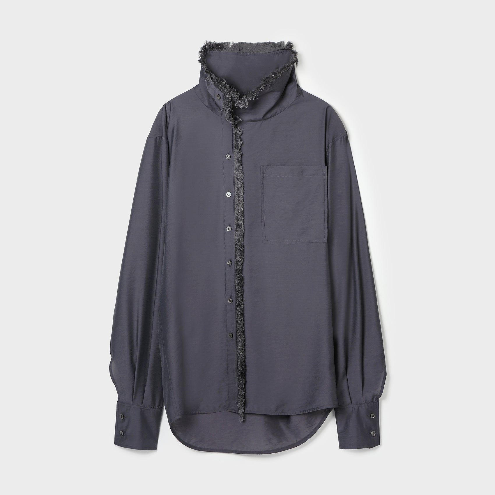FRINGED FUNNEL-NECK SHIRT