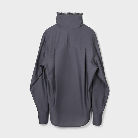 FRINGED FUNNEL-NECK SHIRT