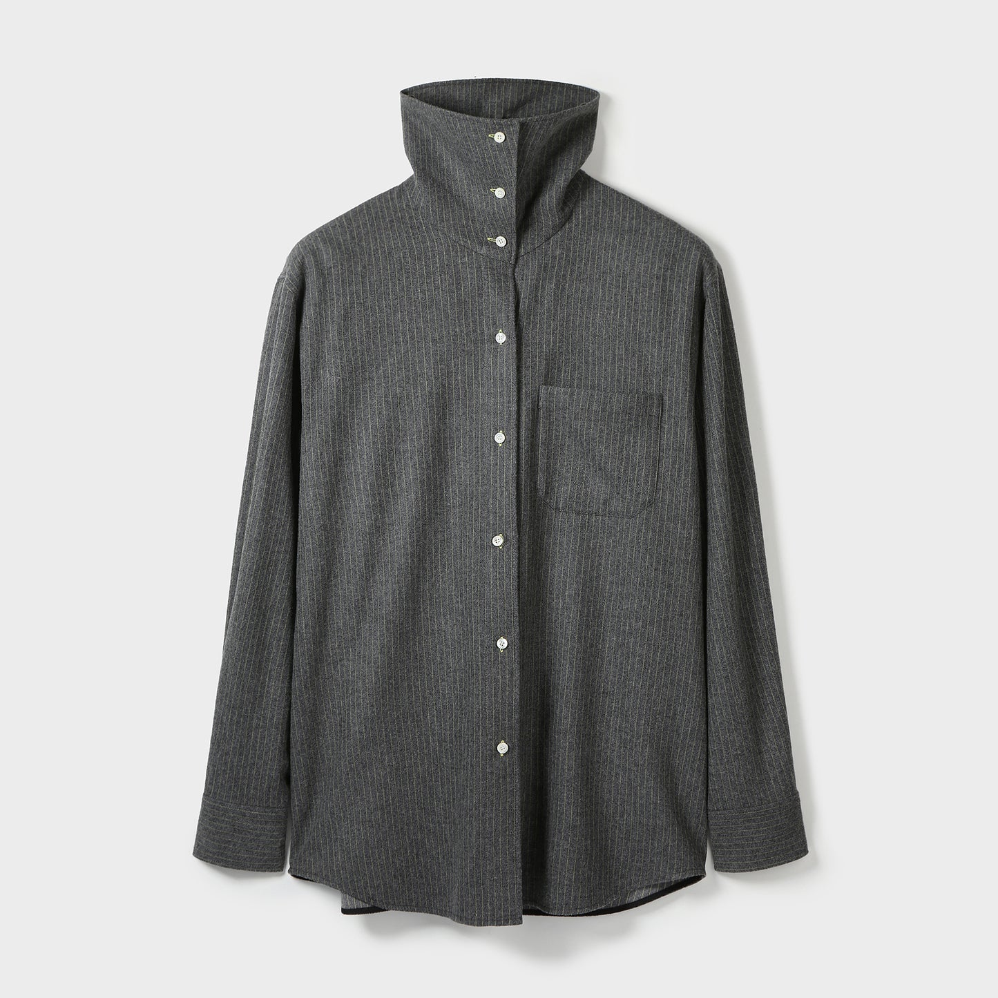 WOOL STRIPED HIGH-NECK SHIRT
