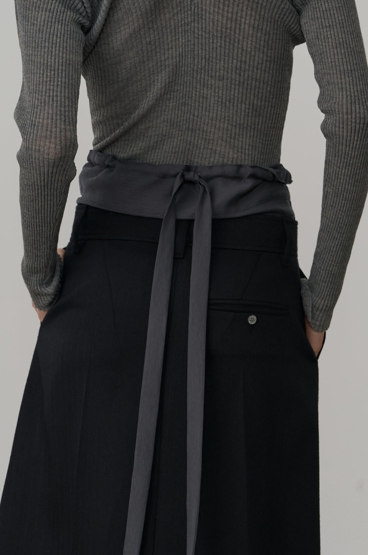 CONTRAST-COMBO LONG STRIPE SKIRT