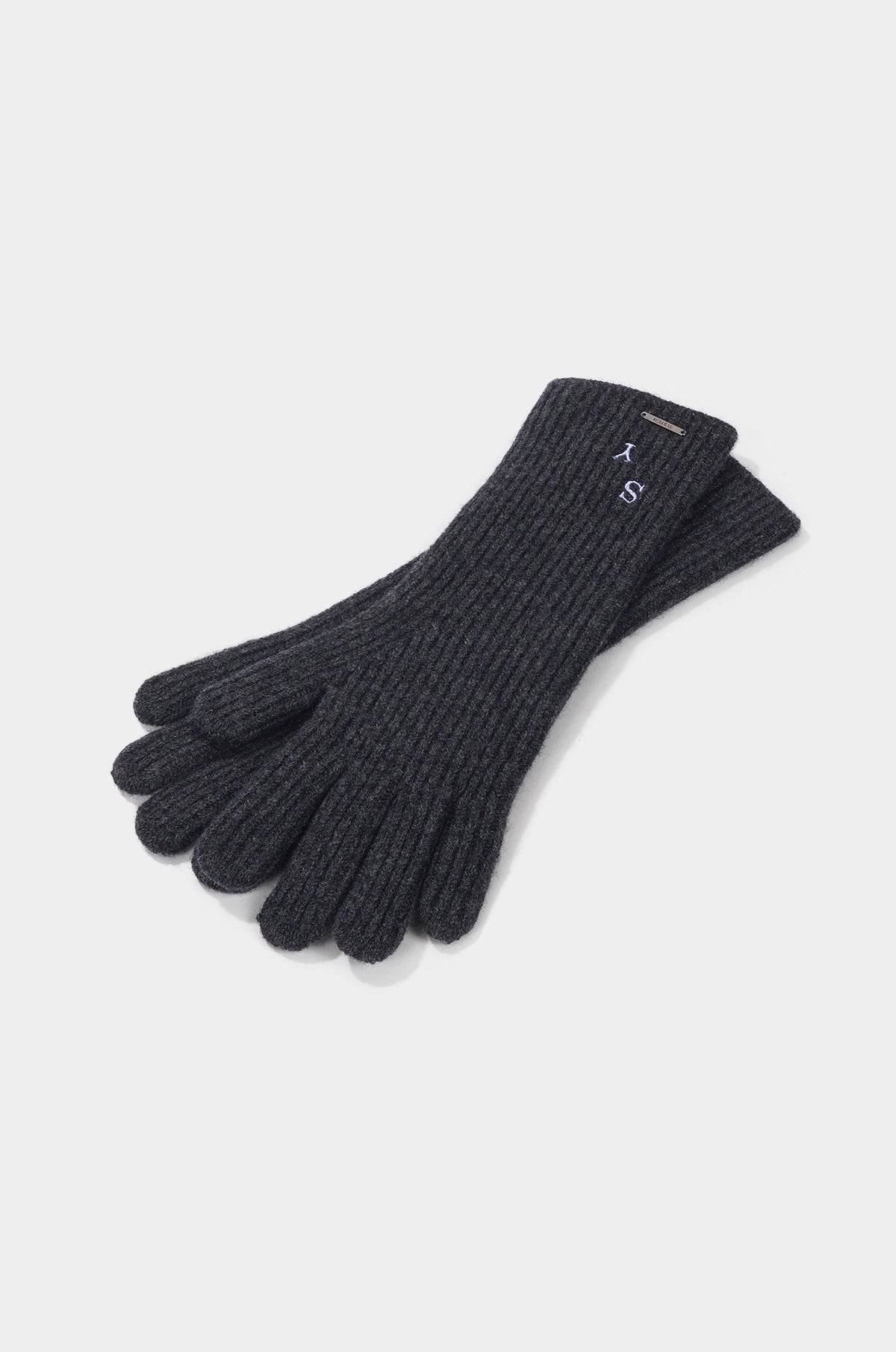 CASHMERE BLEND RIBBED GLOVES