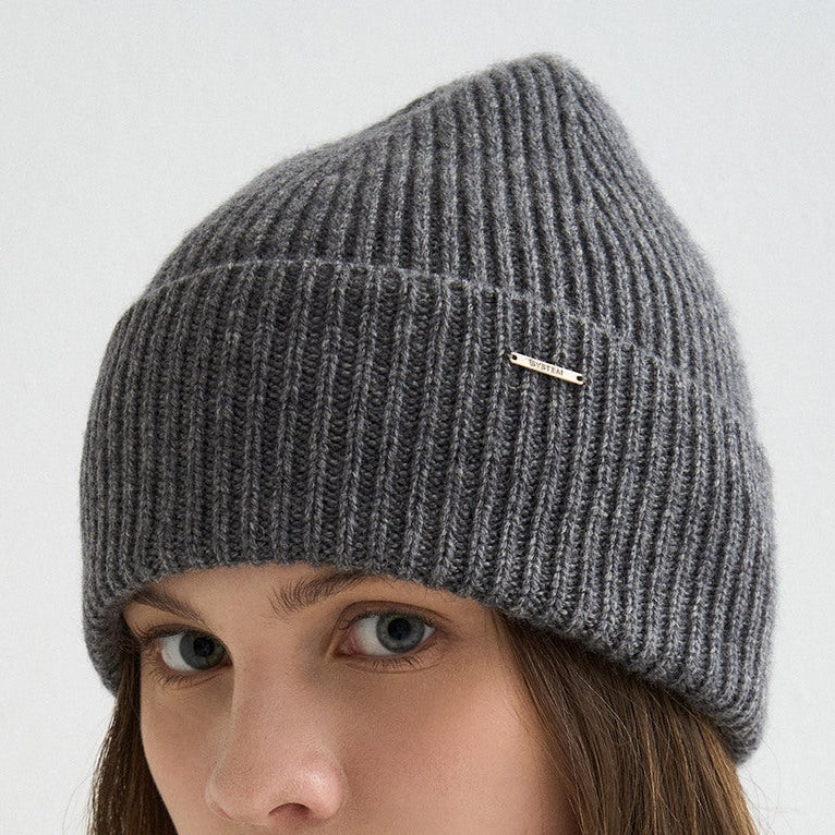 CASHMERE-BLEND RIBBED BEANIE