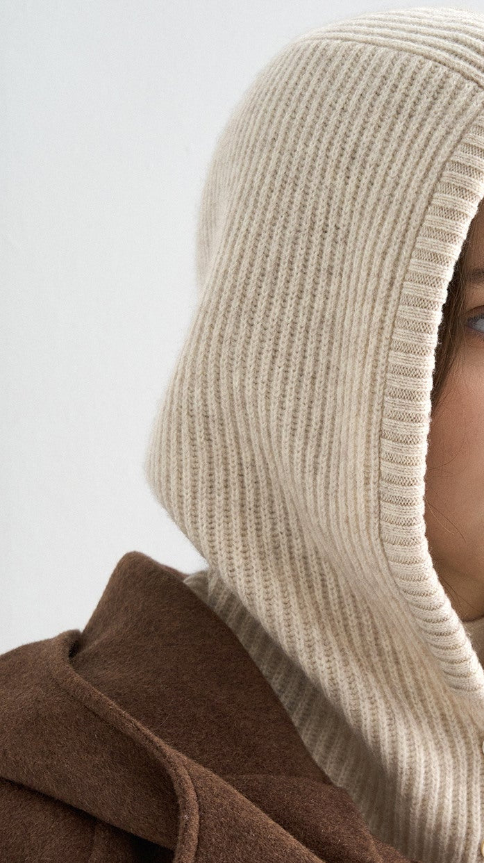 CASHMERE BLEND RIBBED BALACLAVA