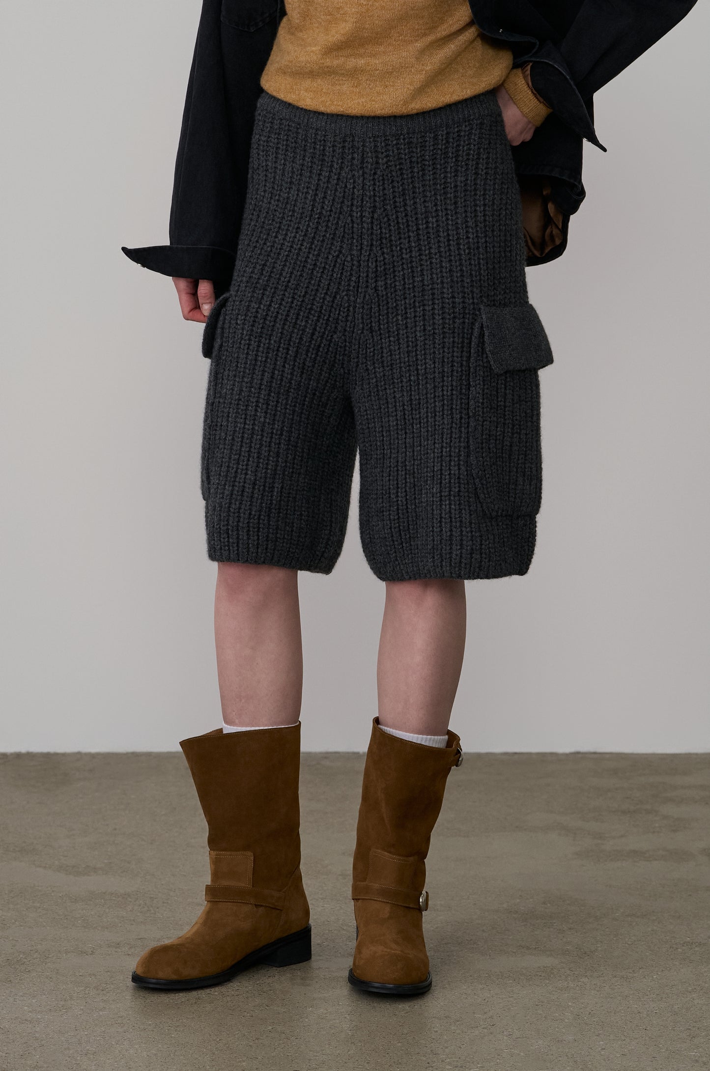 Washed Leather Mid-Calf Boots