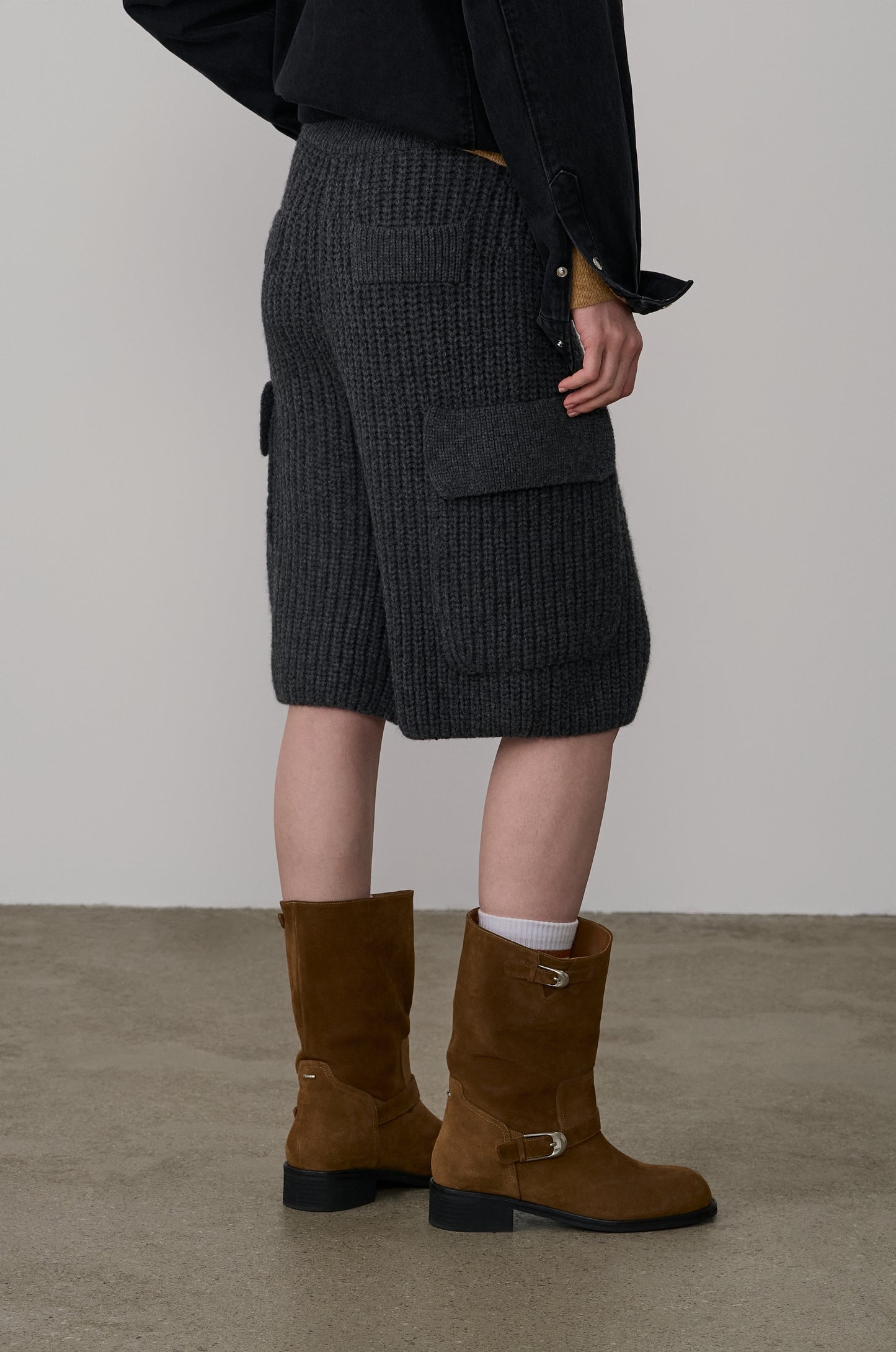 Washed Leather Mid-Calf Boots