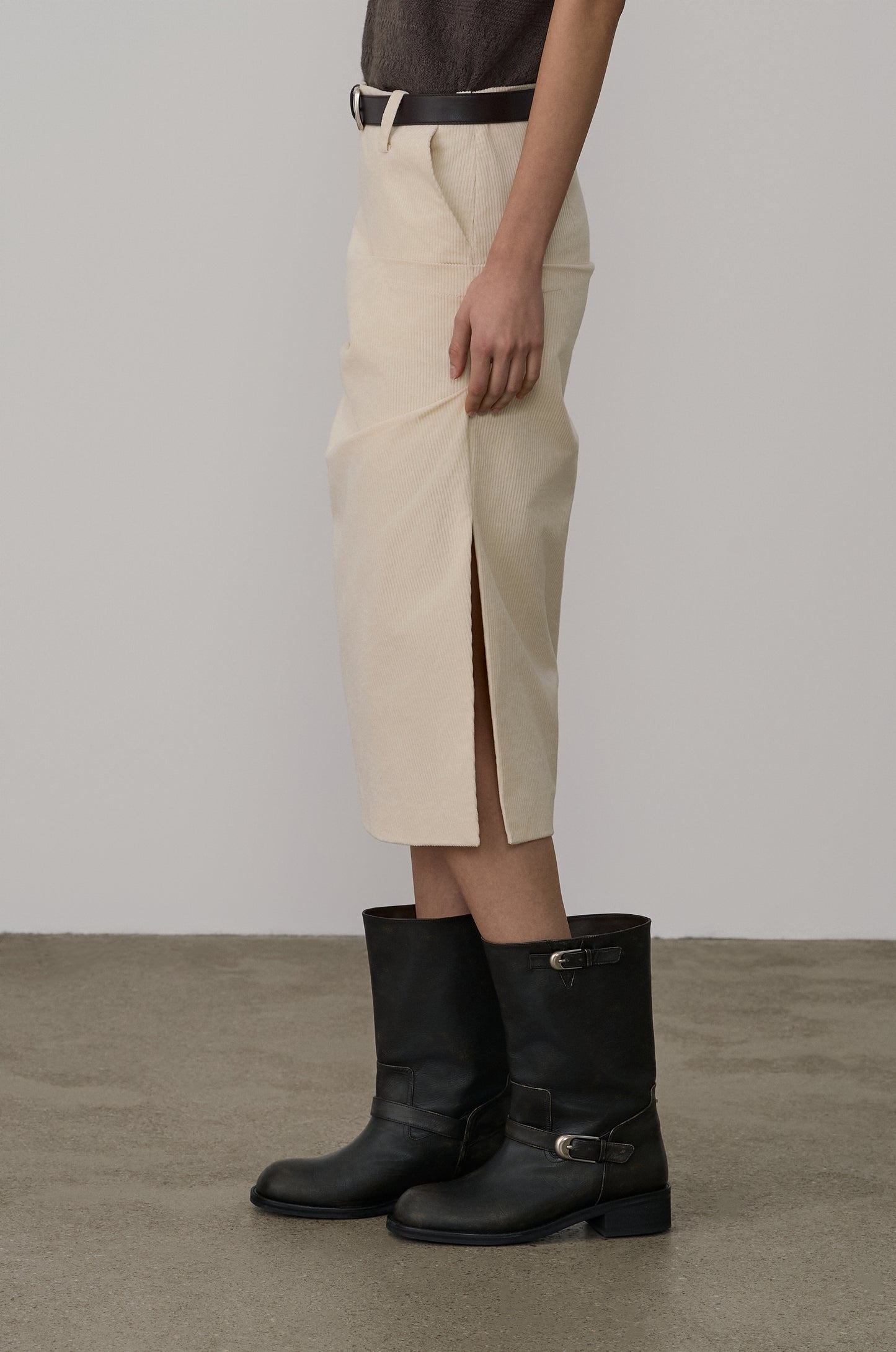 Washed Leather Mid-Calf Boots
