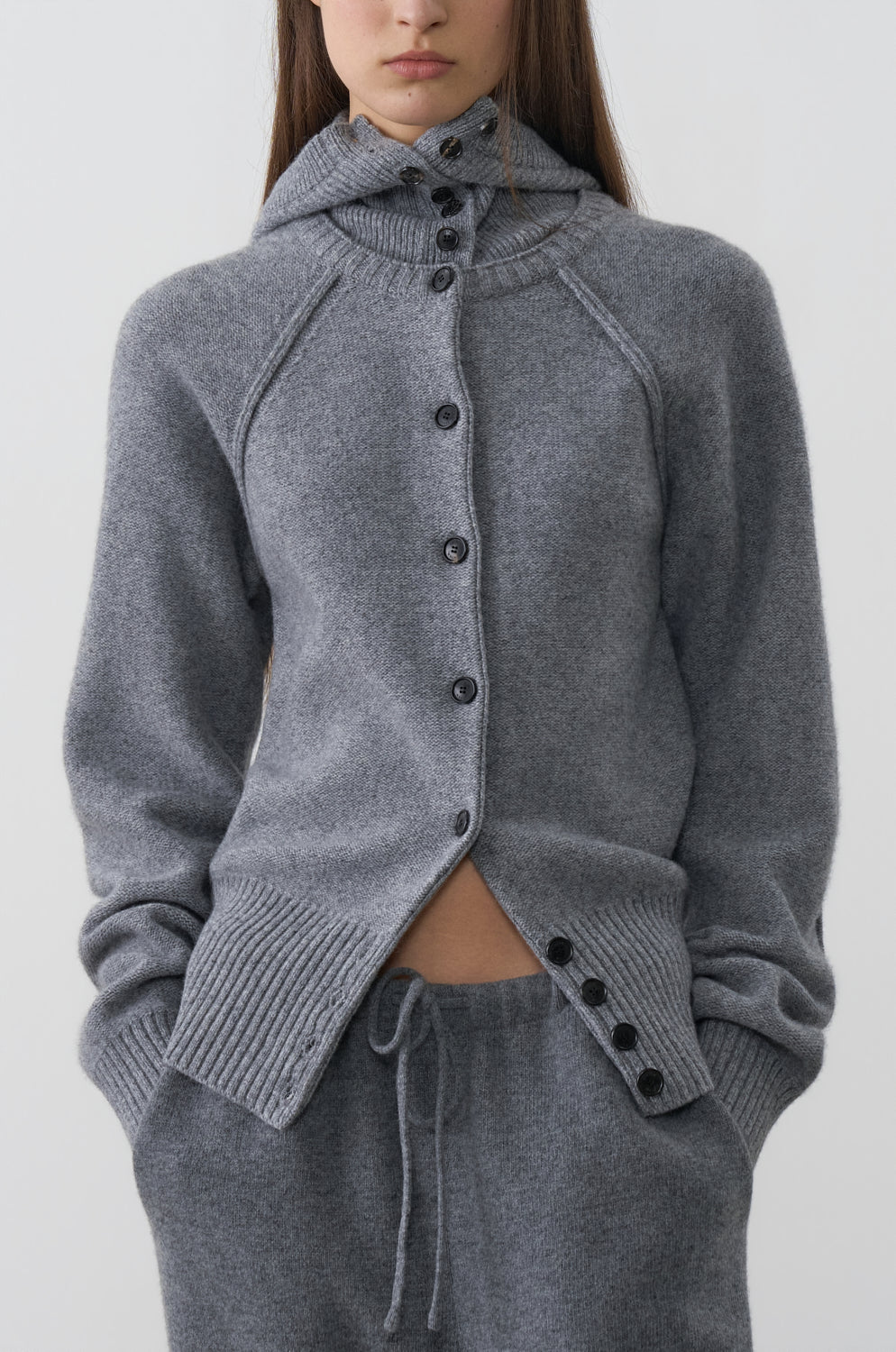 BALACLAVA HOODED KNIT CARDIGAN