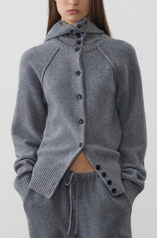 BALACLAVA HOODED KNIT CARDIGAN
