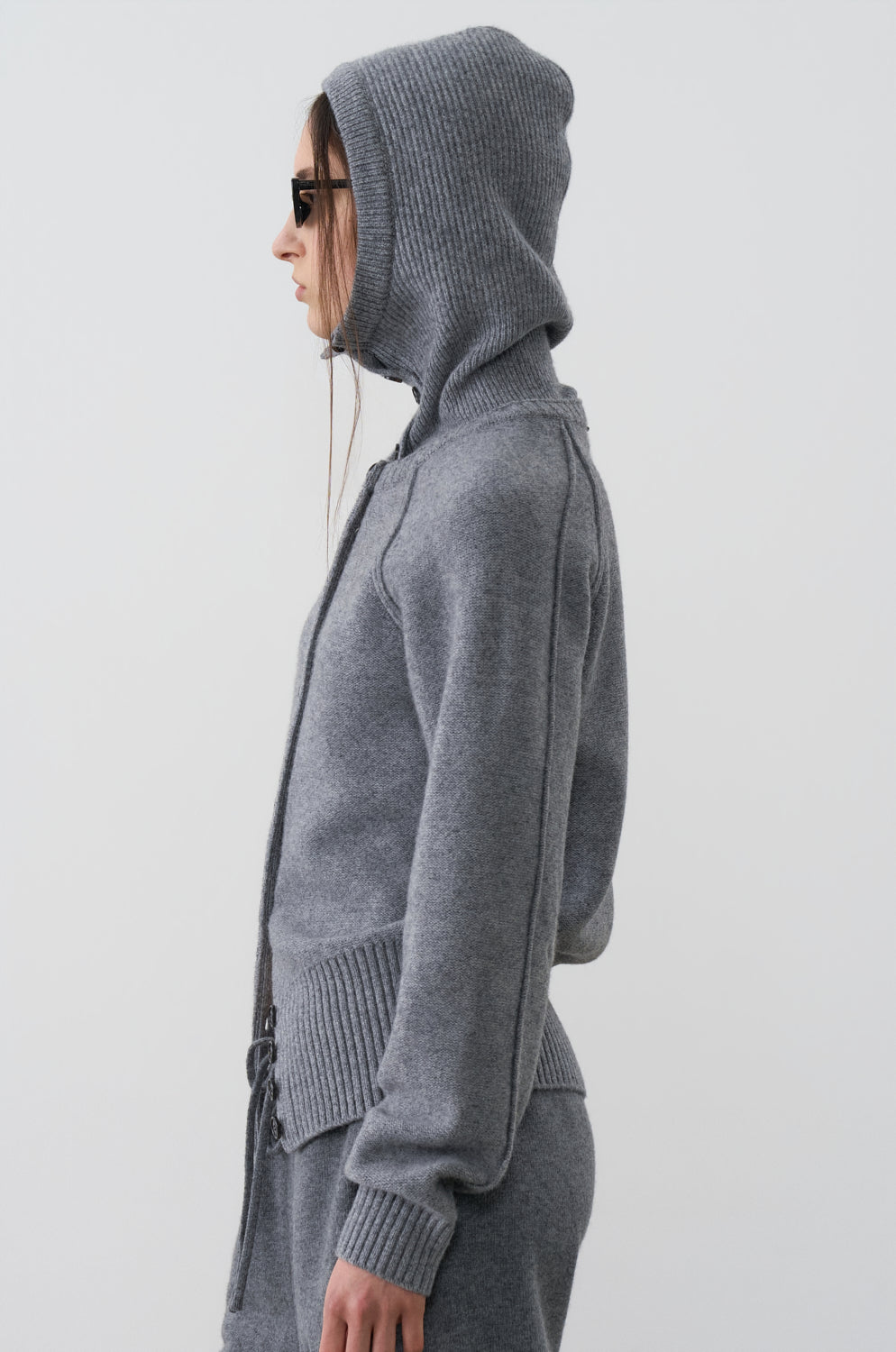 BALACLAVA HOODED KNIT CARDIGAN