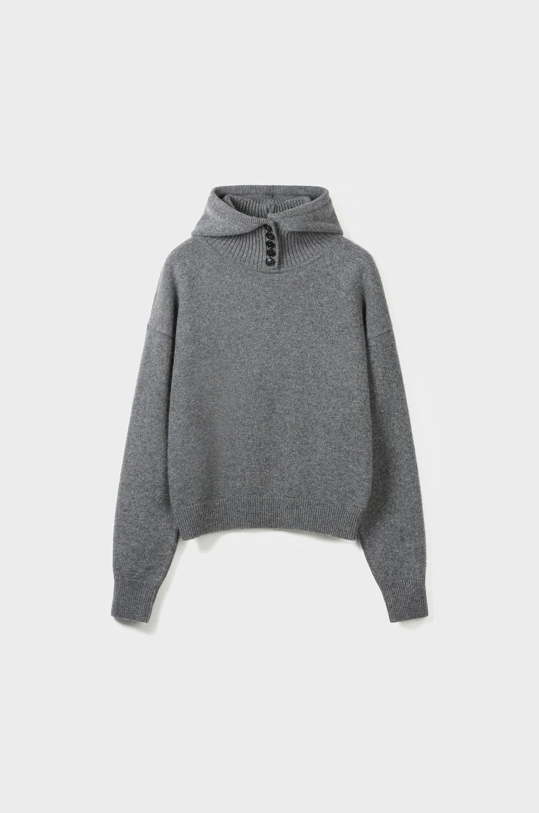 BUTTONED HOODED KNIT TOP