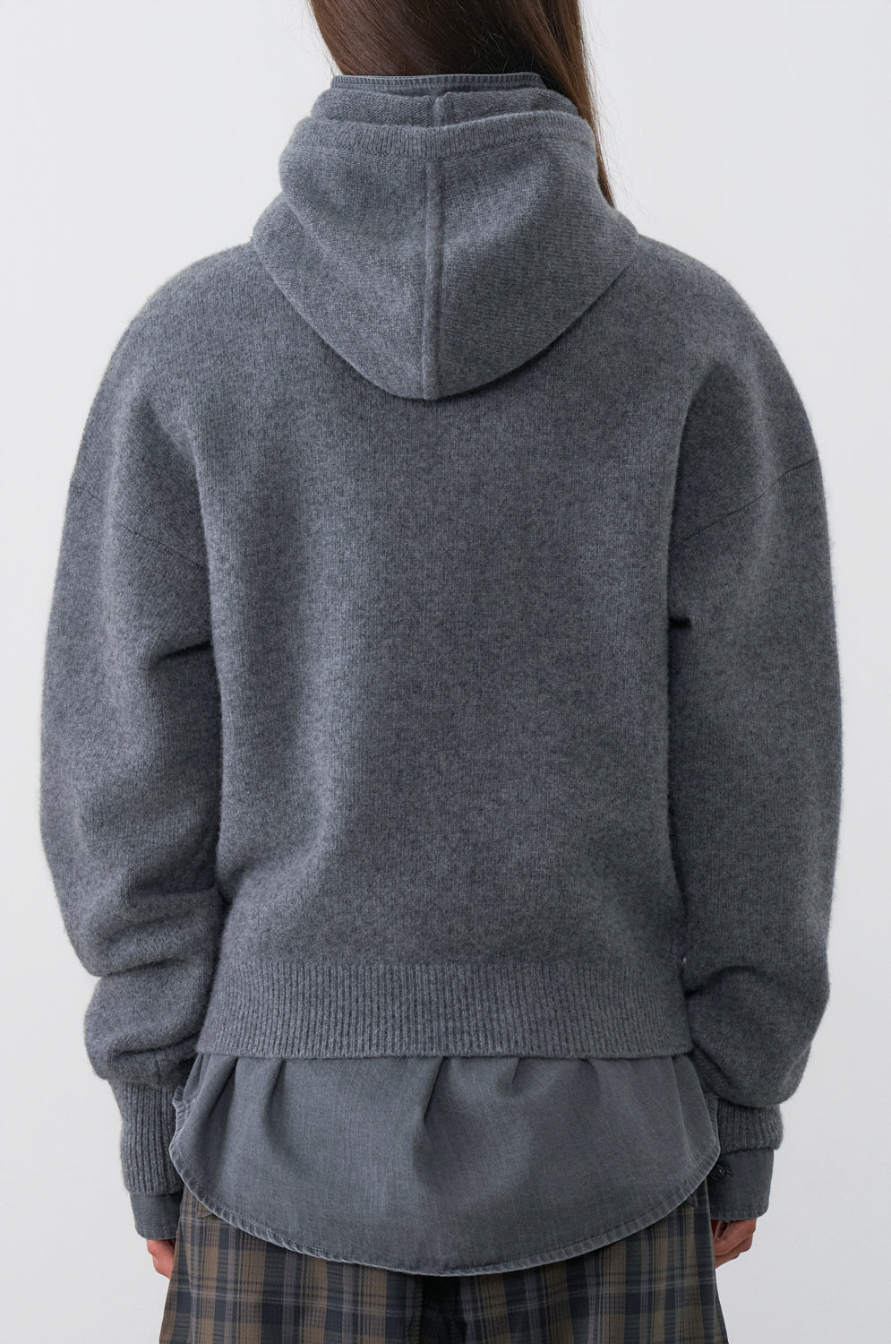 BUTTONED HOODED KNIT TOP