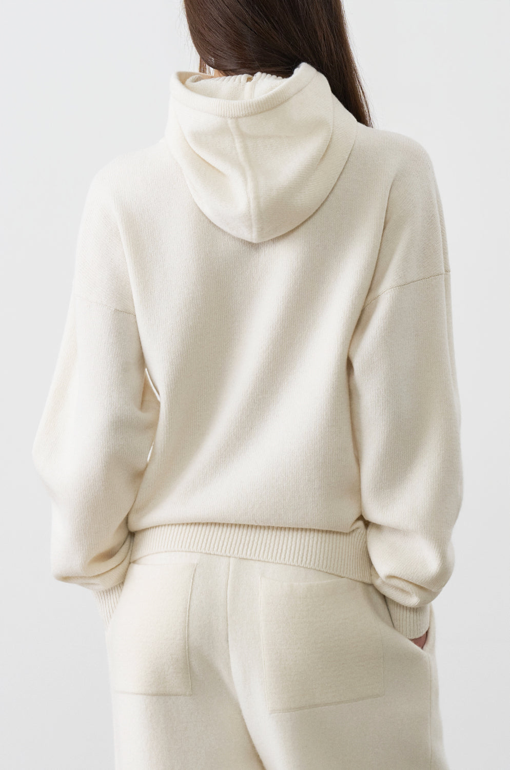BUTTONED HOODED KNIT TOP