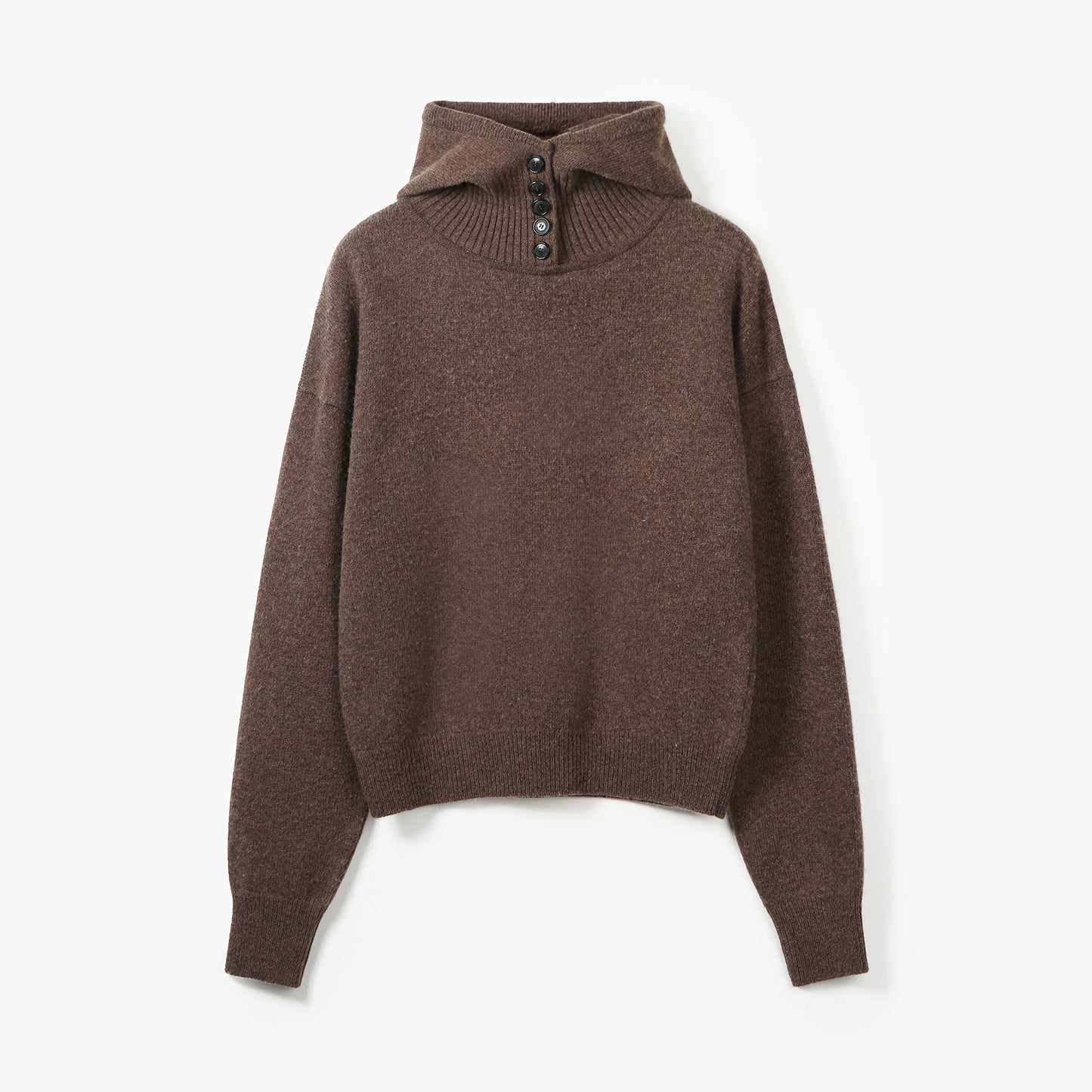 BUTTONED HOODED KNIT TOP