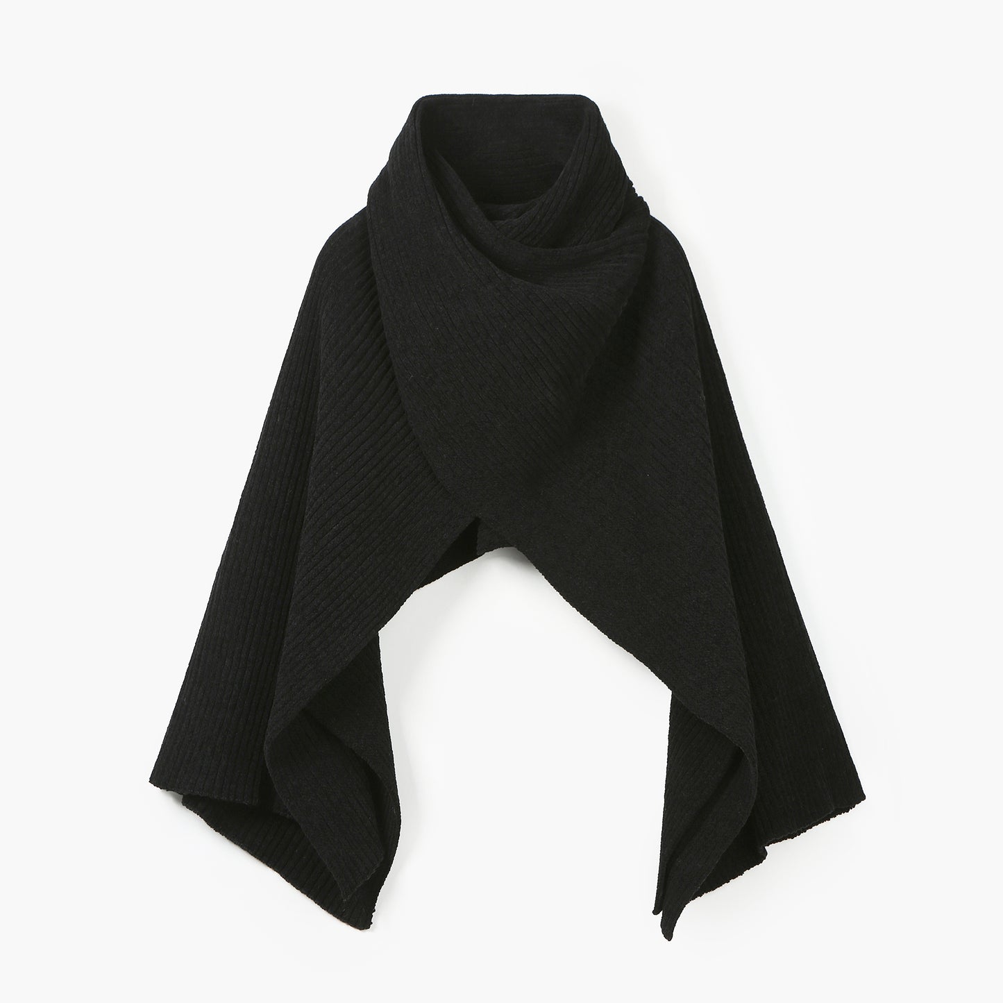 TWISTED NECK LAYERED KNIT CAPE