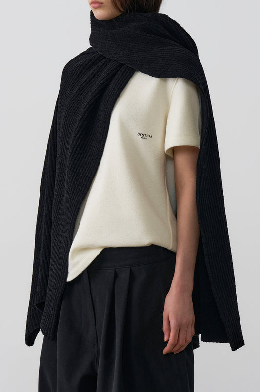 TWISTED NECK LAYERED KNIT CAPE