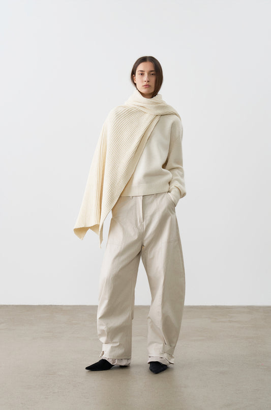 TWISTED NECK LAYERED KNIT CAPE