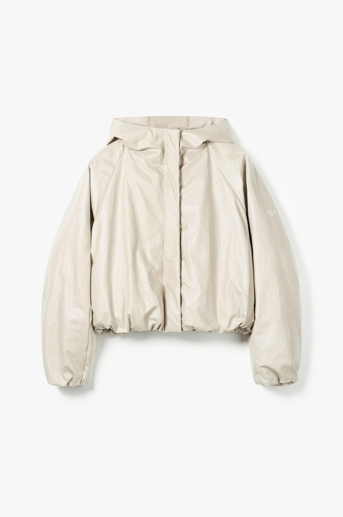 STRUCTURED GATHERED-HEM DOWN JACKET