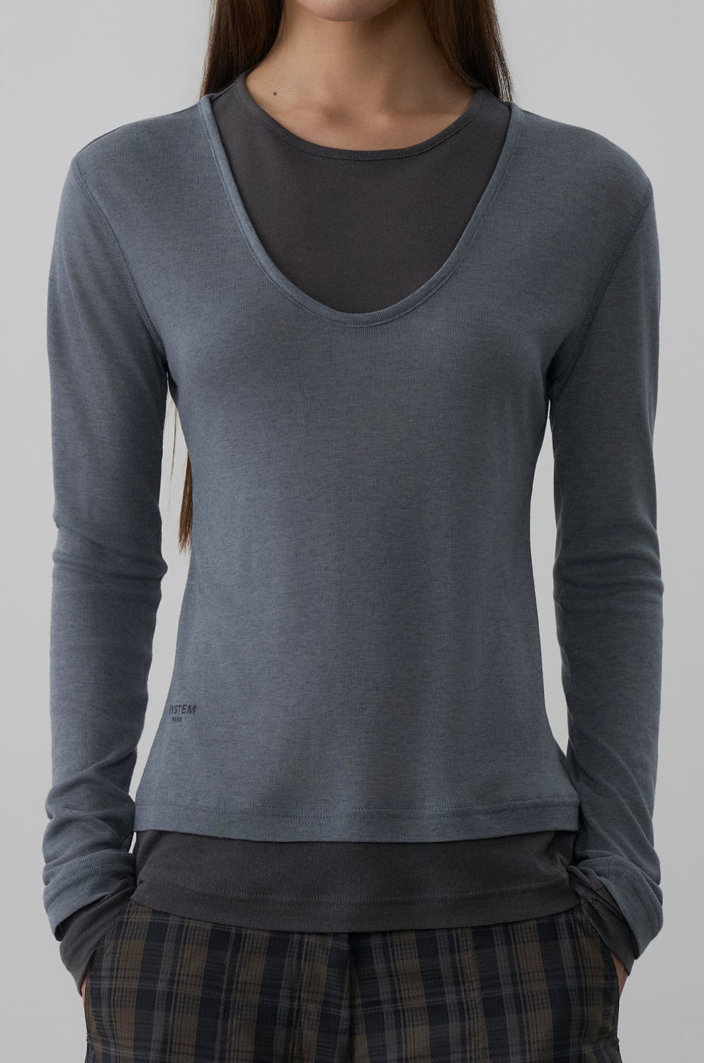 COLOR-BLOCKED JERSEY SLIM TOP