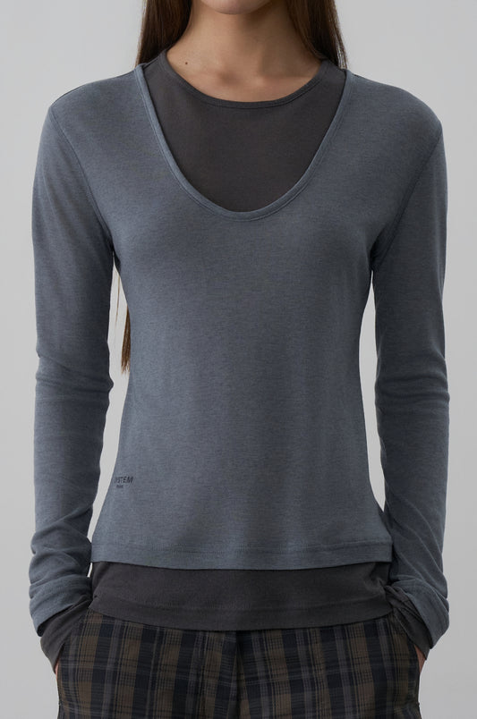 COLOR-BLOCKED JERSEY SLIM TOP