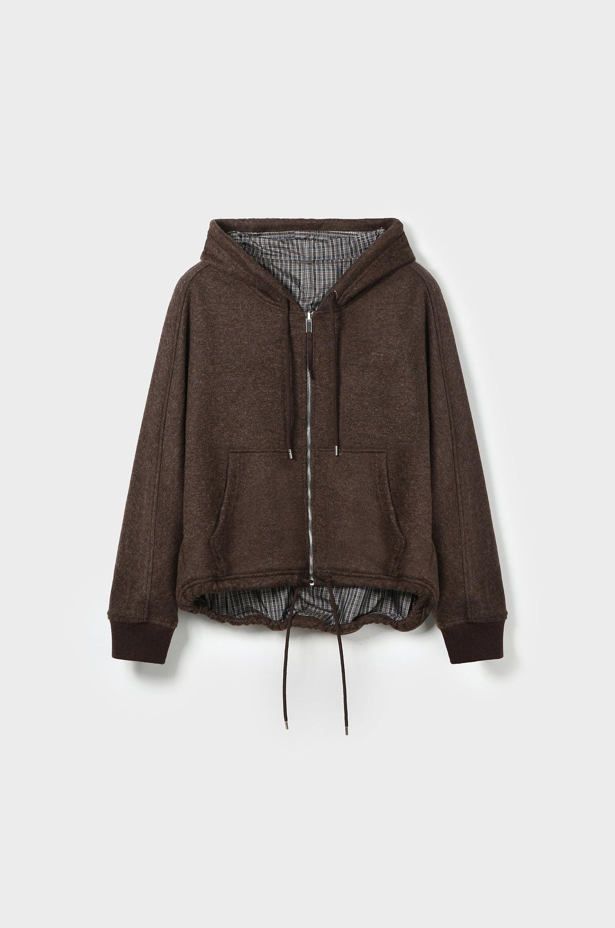 REVERSIBLE CHECKED ZIP-UP HOODED JUMPER
