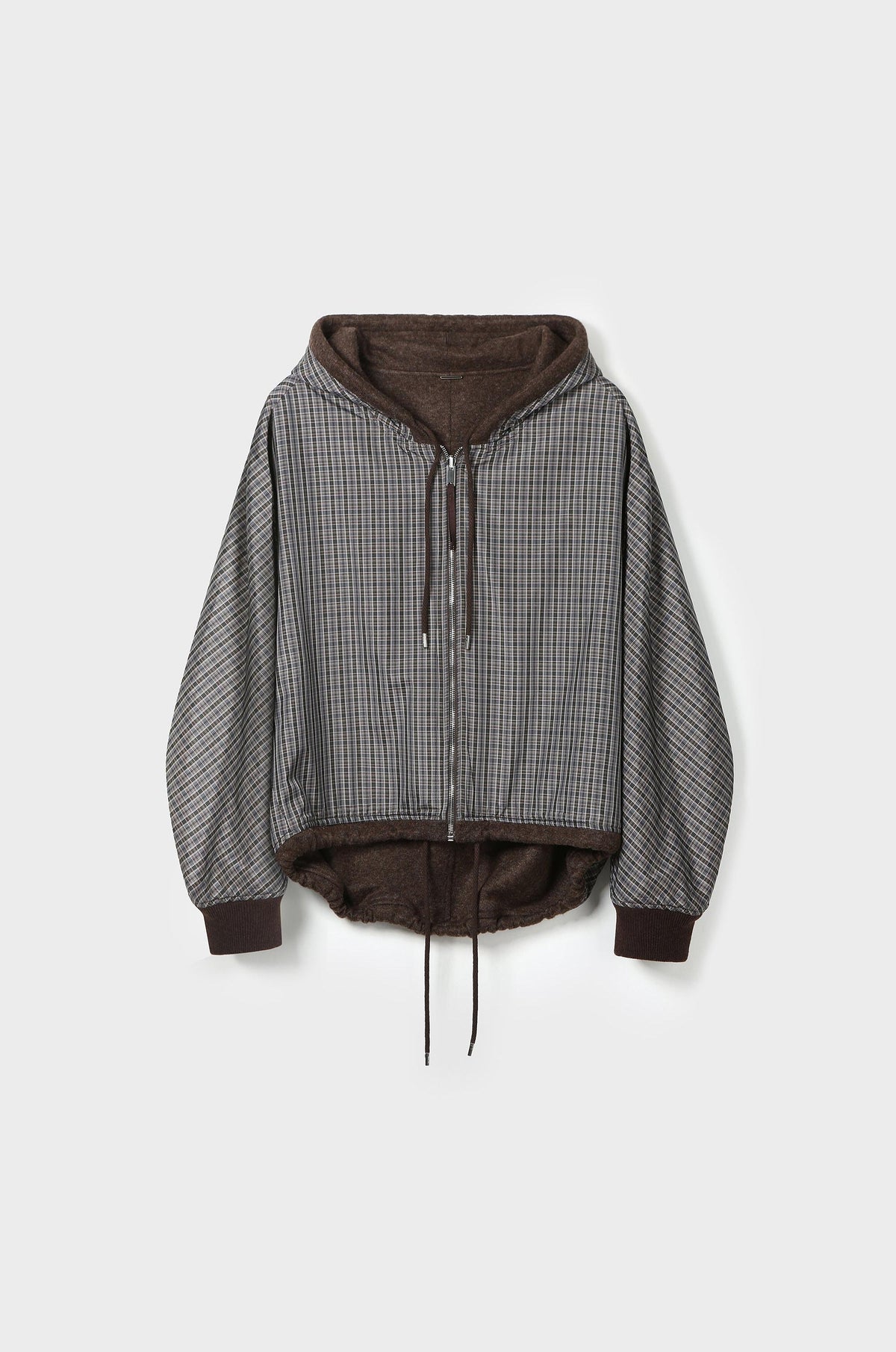 REVERSIBLE CHECKED ZIP-UP HOODED JUMPER
