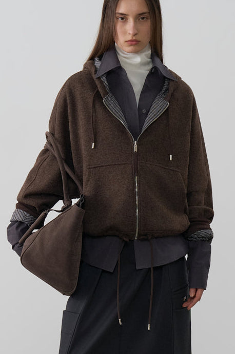 REVERSIBLE CHECKED ZIP-UP HOODED JUMPER