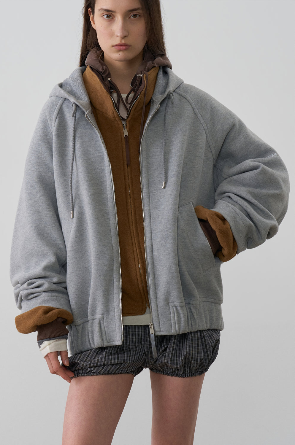 DOUBLE JERSEY ZIP-UP HOODED JUMPER