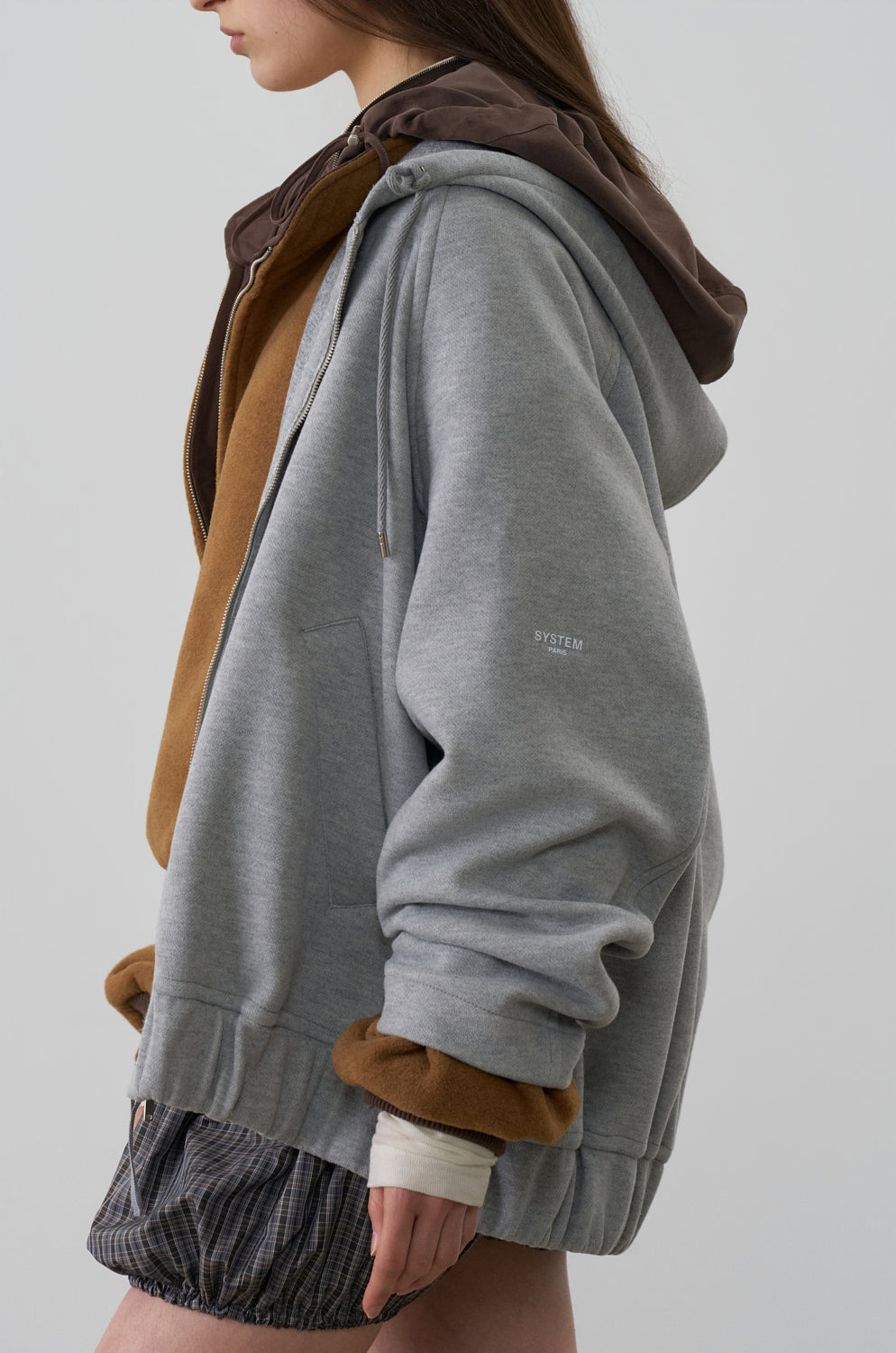 DOUBLE JERSEY ZIP-UP HOODED JUMPER