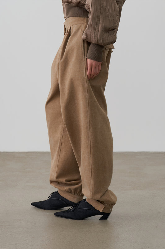 COTTON TWILL BALLOON PANTS